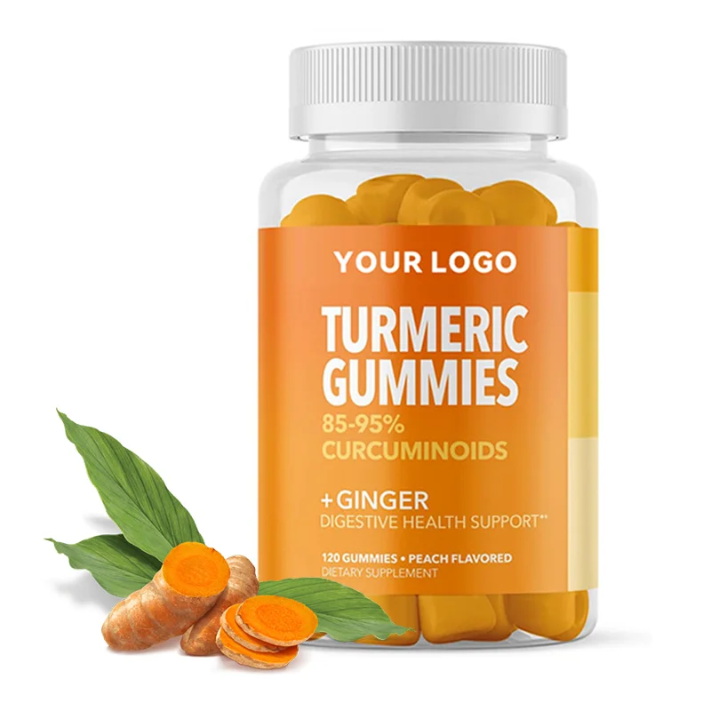 Wholesale Turmeric Curcumin Gummies Ginger Turmeric Ginger Supplement for Healthy Skin Joint Health