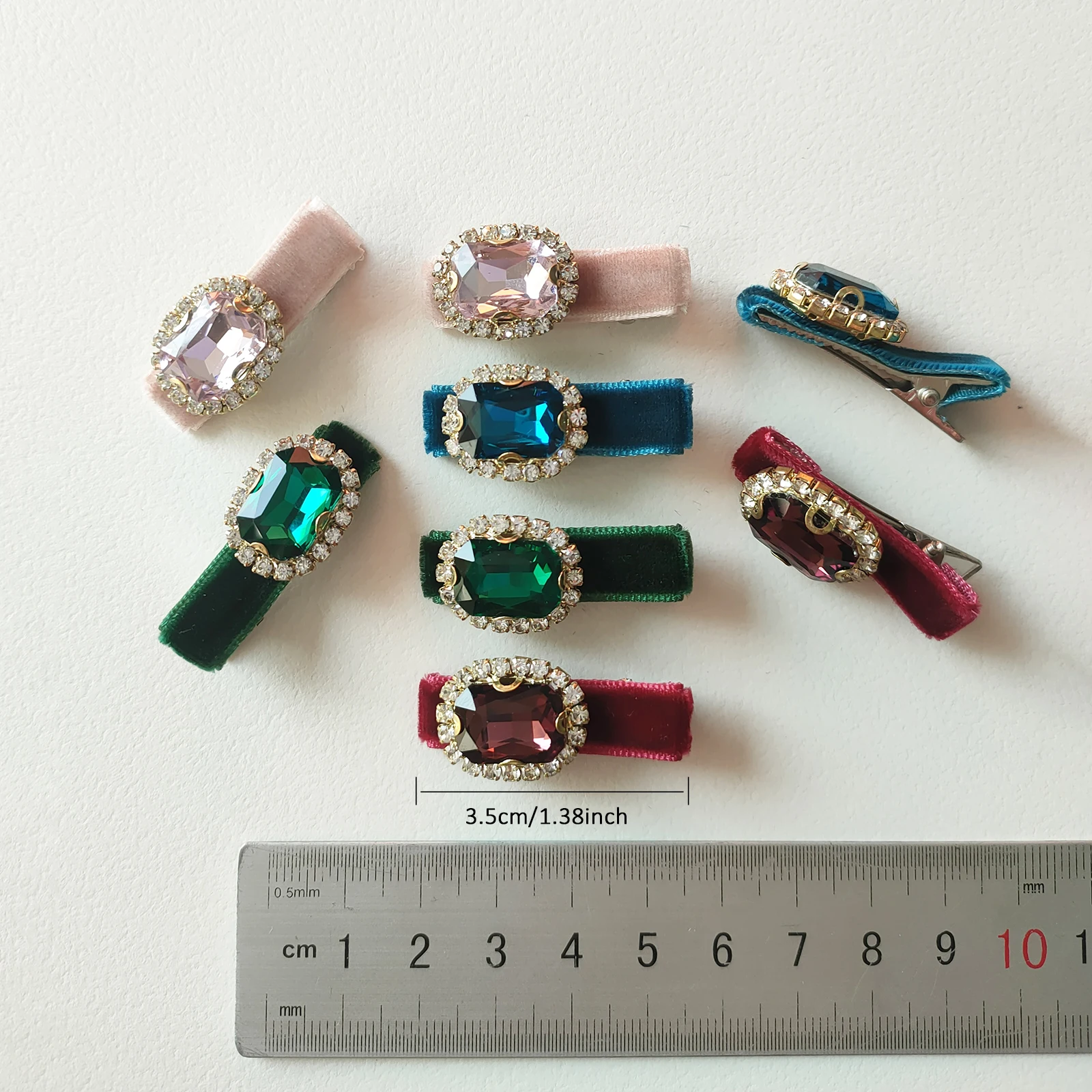 8PCS Small Christmas Hair Accessories Velvet Rhinestone Hair Clip Set For Women Party Baby Shower Girls Gift