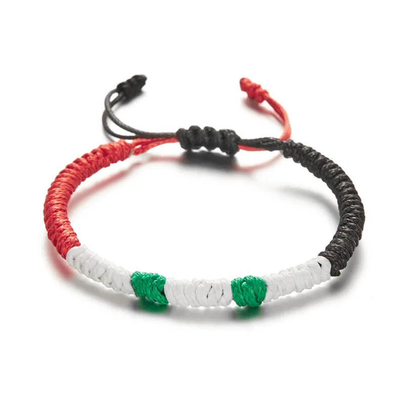 2024 New Handmade Palestinian Israeli Flag Weaving Bracelet Free Palestine Colorful Knot Adjustable Fashion Bracelet