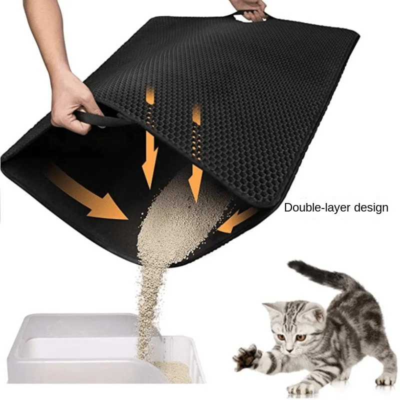Double Layer EVA Large Diameter Cat Litter Mat Non-Slip Anti-Bacterial Pet Scratch Mat Accessory for Kitty Litter Box