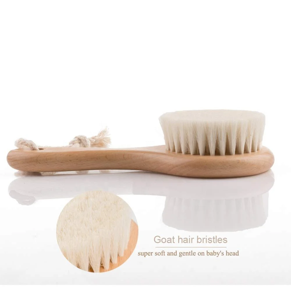 baby hair brush silicone soft with 100% wool bristle scalp massage children baby products