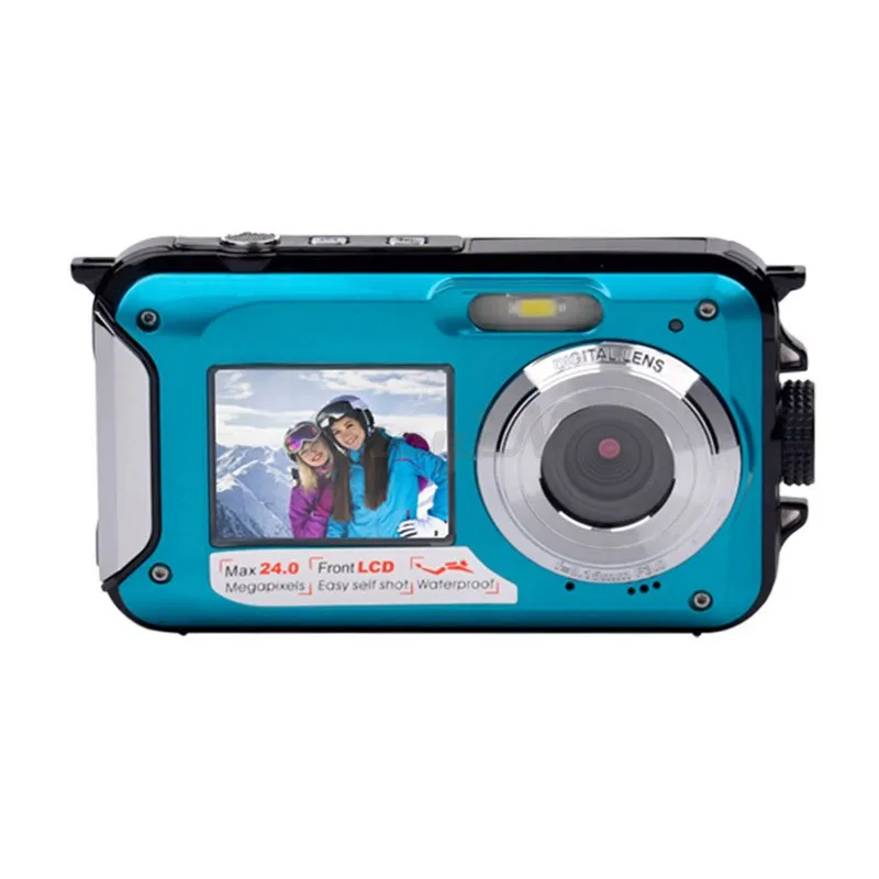 Winait 24MP waterproof dual display digital video camera with rechargeable lithium battery