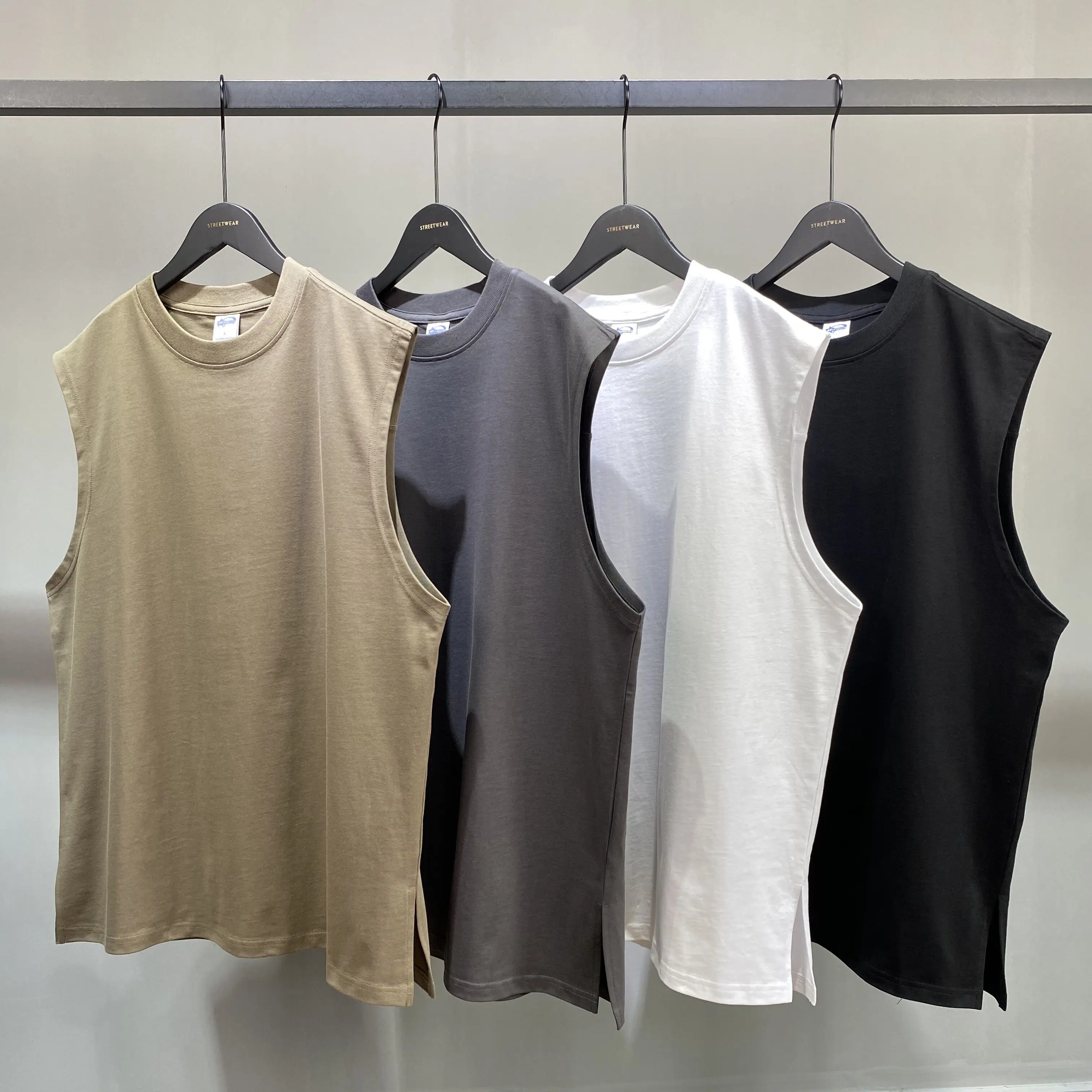 High Quality Washed Mens Gym Tank Top Oversized Custom T Shirts Cut Off Sleeve Shirt Sleeveless Tee T-shirt Cotton Man Tank Top