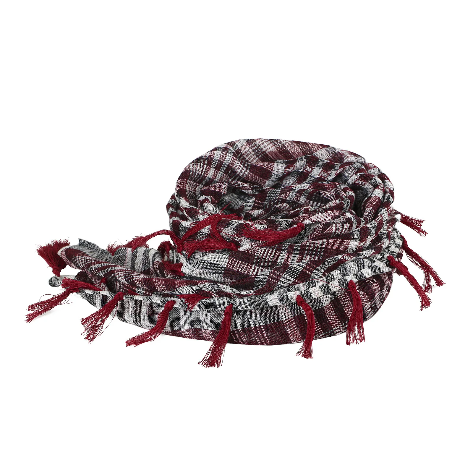 Square Arabic Polyester Fabric  Shemagh 120*117 cm Outdoor Jacquard Kaffiyeh Bandana Muslim Tassels Hijab Headband Shawl
