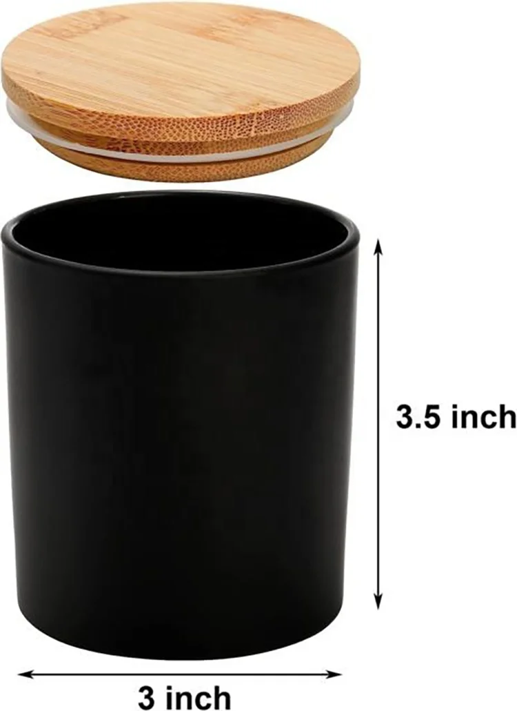 6oz 8oz 10oz 12oz 14oz 15oz wooden candle jar amber black frost matte clear glossy reusable empty glass candle jars with wooden
