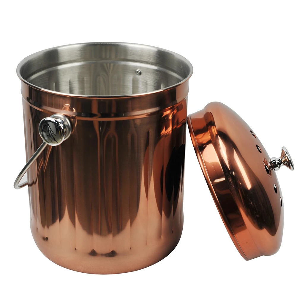 Металлический Контейнер для пищевого лома 1 галлон двойные угольные фильтры кухонный компостный контейнер столешницы