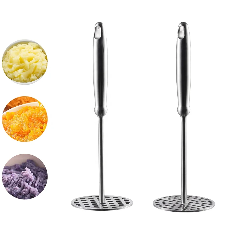 New Stainless Steel Kitchen Tool Smooth Potato Crusher and Fruit Chopper Premium Metal Masher