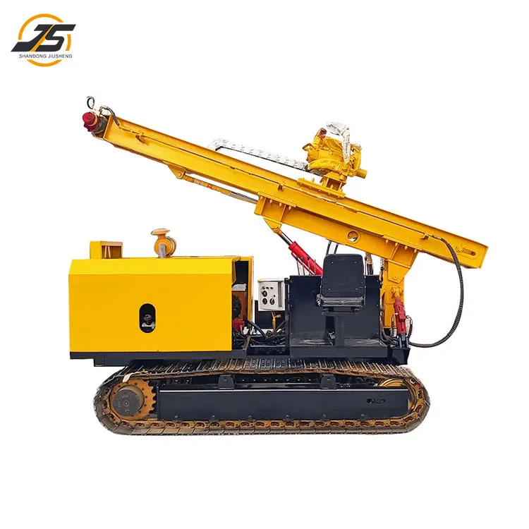 360 degree rotating solar powered drilling rig with hydraulic drilling hole and spiral drilling rig