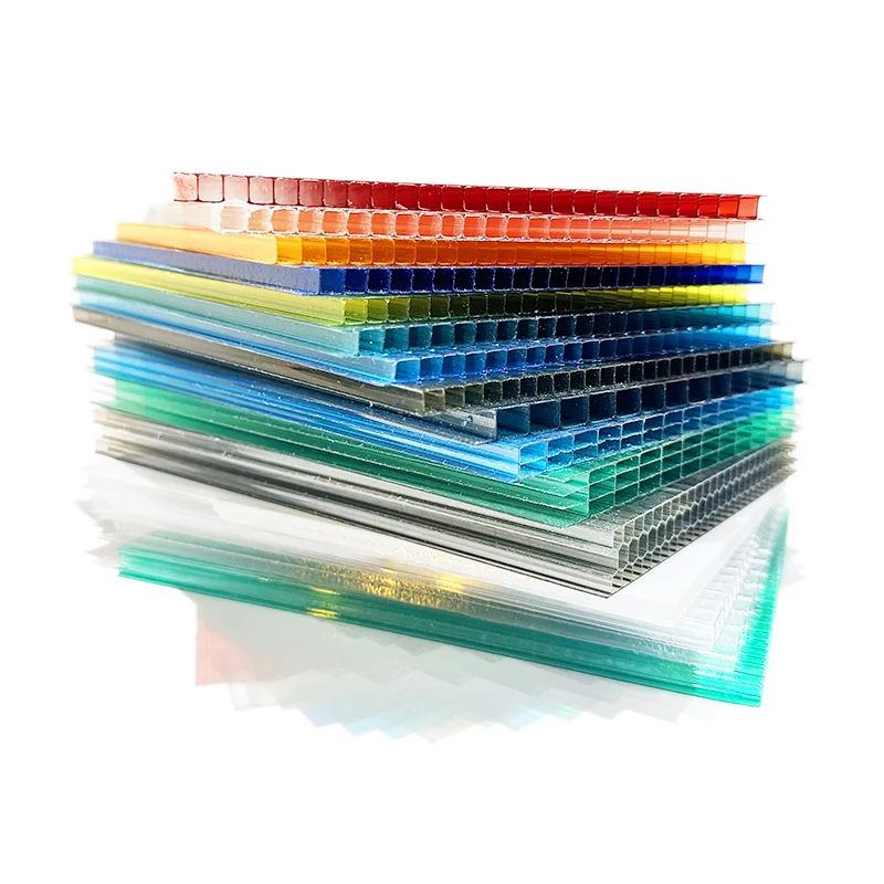 Clear 2mm 4mm 6mm UV twin wall anti scratch plastic polycarbonate sheets