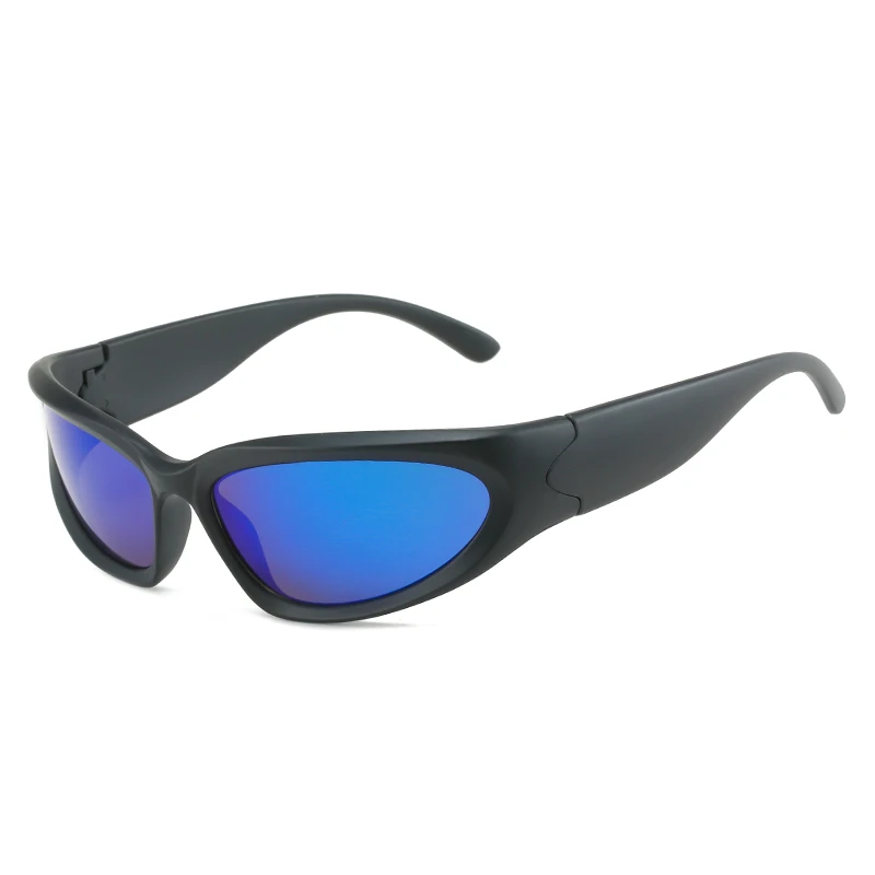 Vintage Flash Sunglasses Women Oval Wrap Sports Sun Glasses Mirrored UV400 Driving Cycling Glasses Dark Futuristic Shades 20896