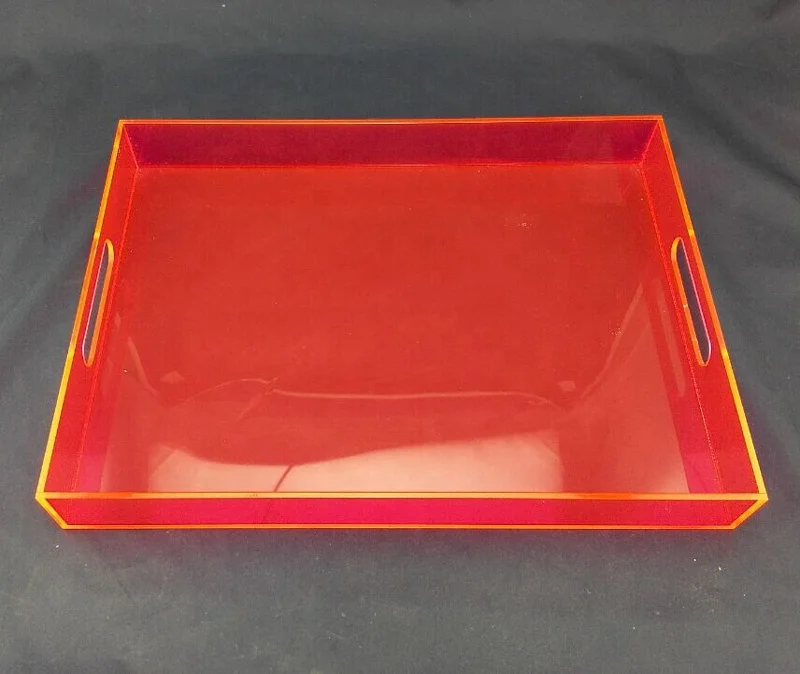 wholesale lucite tray custom size fluorescent acrylic serving tray clear acrylic trays