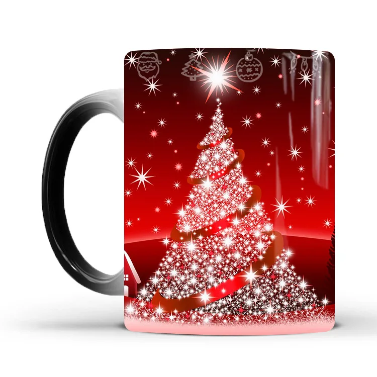 YML hot selling Christmas color-changing mug Creative ceramic thermal Magic coffee tea mug