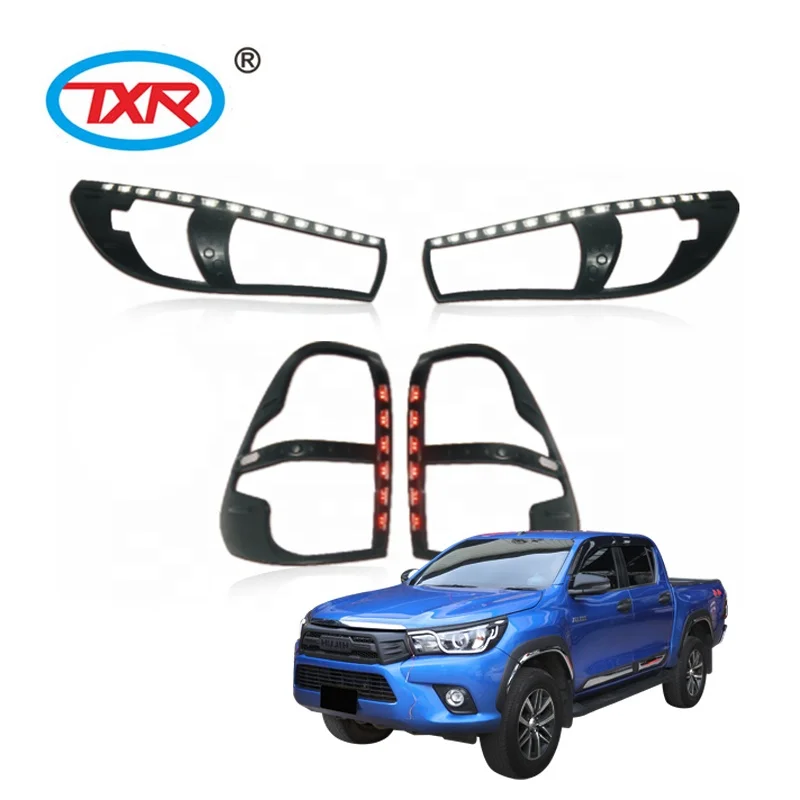Factory  PICKUP Truck Series  injection Black Carbon  Head Lamp and Tail Lamp Cover  with LED 2 Tone Matte Black Light Cover