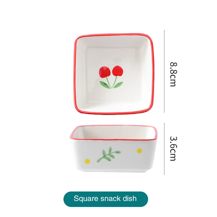 Wholesale Northern European Round Square Ceramic Fruit Snack Plate Fruit Salad Bowl Fresh Ceramic Snack Dish Tableware