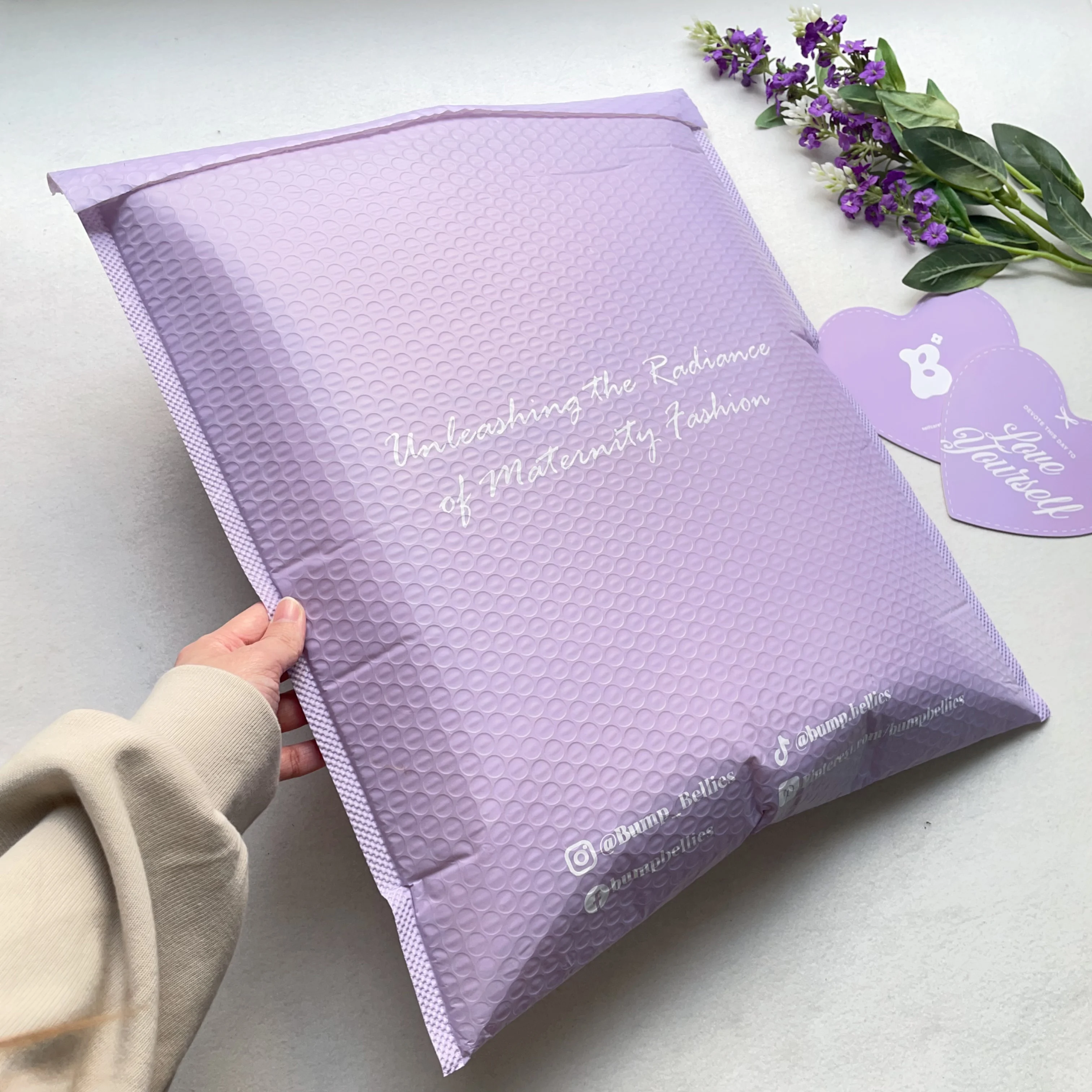 Custom Logo Purple Color Shipping Postal Courier Poly Bubble Mailer Bags Plastic Padded Envelopes Cosmetics Bubble Mailing Bag