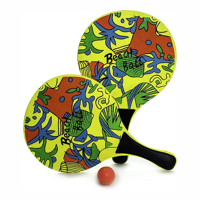 Wholesale Price Top Quality Promotion Beach Bats Wooden Custom Color Logo Beach Paddle Racket for Beach Entertainment