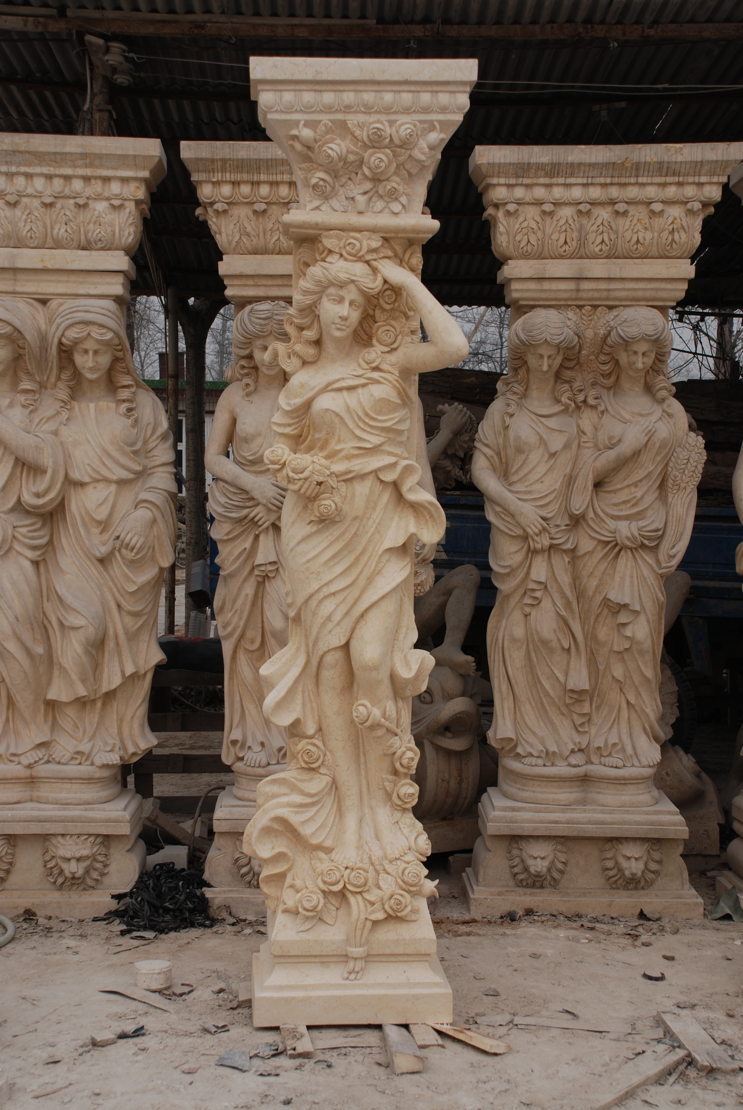 Decorative  Marble Roman  Columns for House Villa Hotel Stone Marble Column