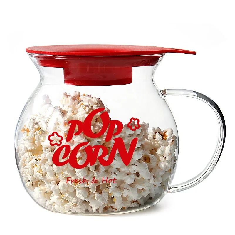 
Glass microwave popcorn popper popcorn maker with silicon Dual Function Lid 