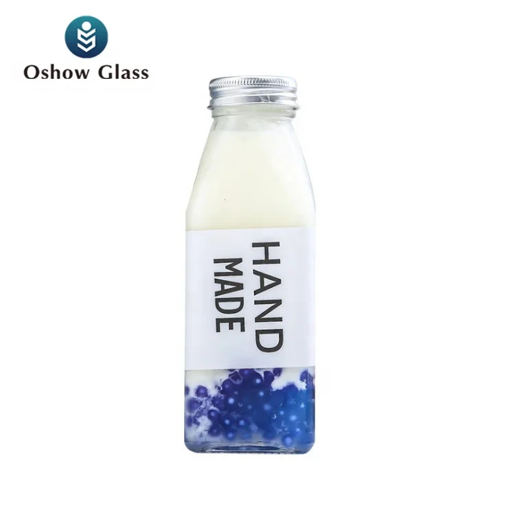 Wholesale Square 100ml 250ml 350ml 300ml 500ML 1000ML Empty Milk Fruit Juice Drink Glass Bottles With White Tamper Proof Cap