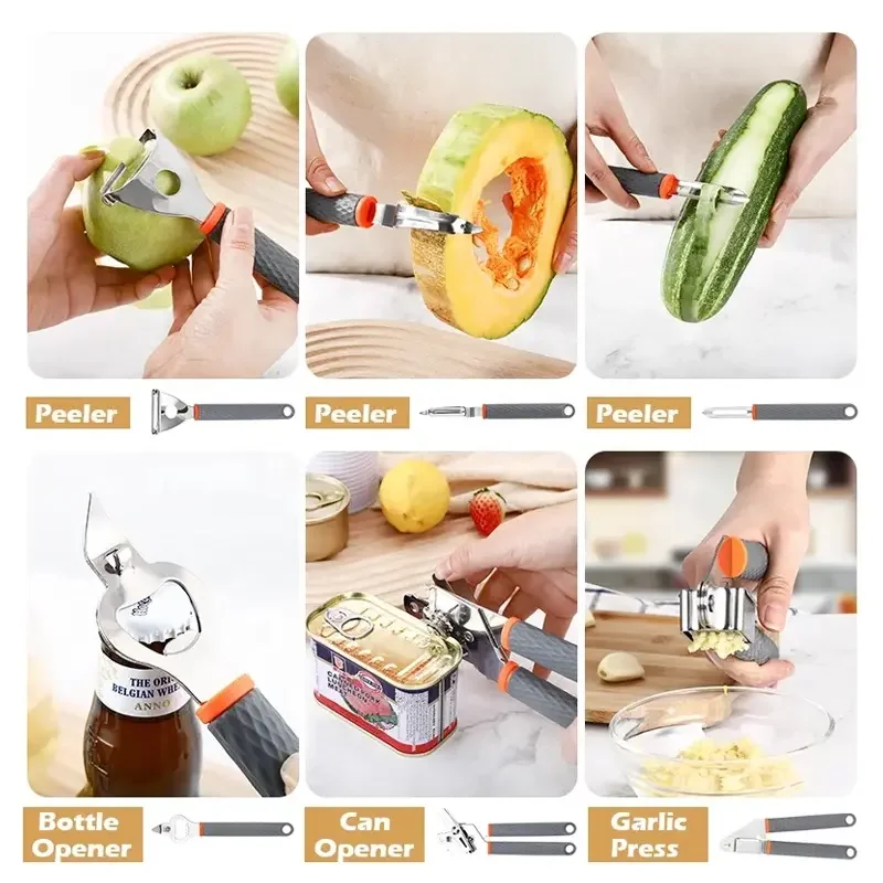 Hot Sale Household Kitchenware Stainless Steel Kitchen Gadgets Kitchen Utensils Accessories Silicon Cooking Tools Set