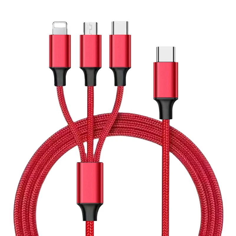 3 IN 1 4 IN 1 cable Data Sync And Fast Charging USB Cable Cotton Braided Material Mobile Phone Data Cable