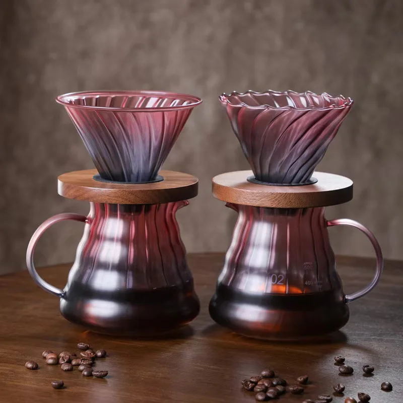 Custom 350ml 600ml High Borosilicate Glass Pour Over Hand Drip Filter Pot With share Coffee pot Paperless Pour Over Coffee Maker