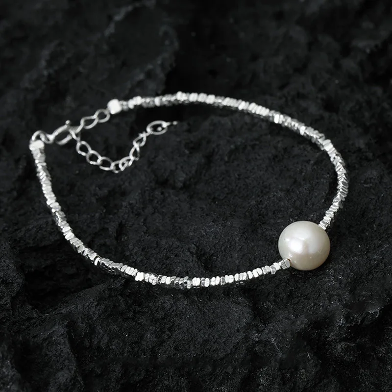 Sparkling Small Beads Chain Bracelet 925 Sterling Silver Charm Pearl Women Trendy Adjustable Bracelet