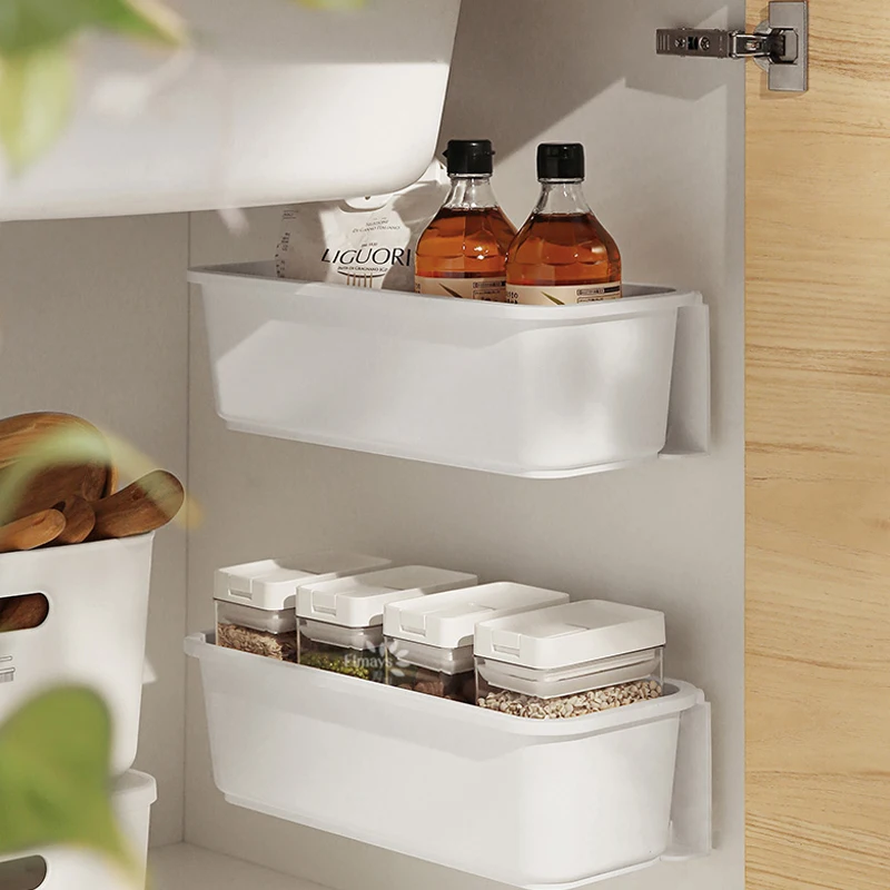 Kitchen cabinet drawer storage rack seasoning shelf cabinet storage rack non-punching pull-out hanging rack 09.524