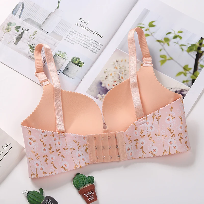 Sexy Lingerie Floral High Quality Push Up Bras One-Piece Underwear Women Flower Print Seamless Bra