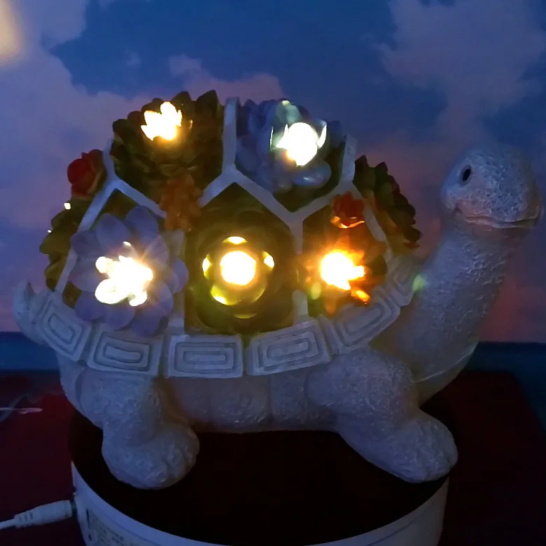 Outdoor  LED resin turtle solar lamp sells succulent garden statue Plant Pot  ornaments Crafts