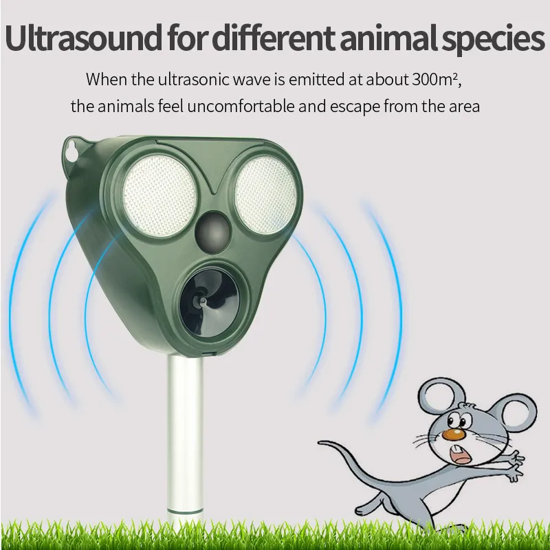 Farm Solar Ultrasonic Repellent Deterrent Animal Repeller animal bird Bird Dog Cat Deer Raccoon Flash Light repel tool machine