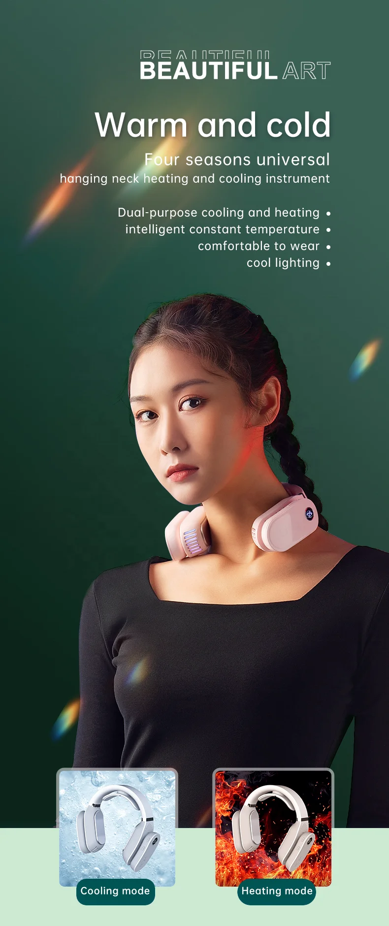 portable hanging neck heating and cooling instrument neck cooler and heater