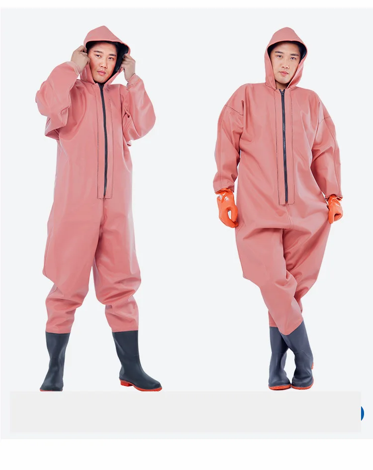 High Quality Thicker PVC Rubber full body waterproof suit one-piece chest waders fishing suit Fishing Waders