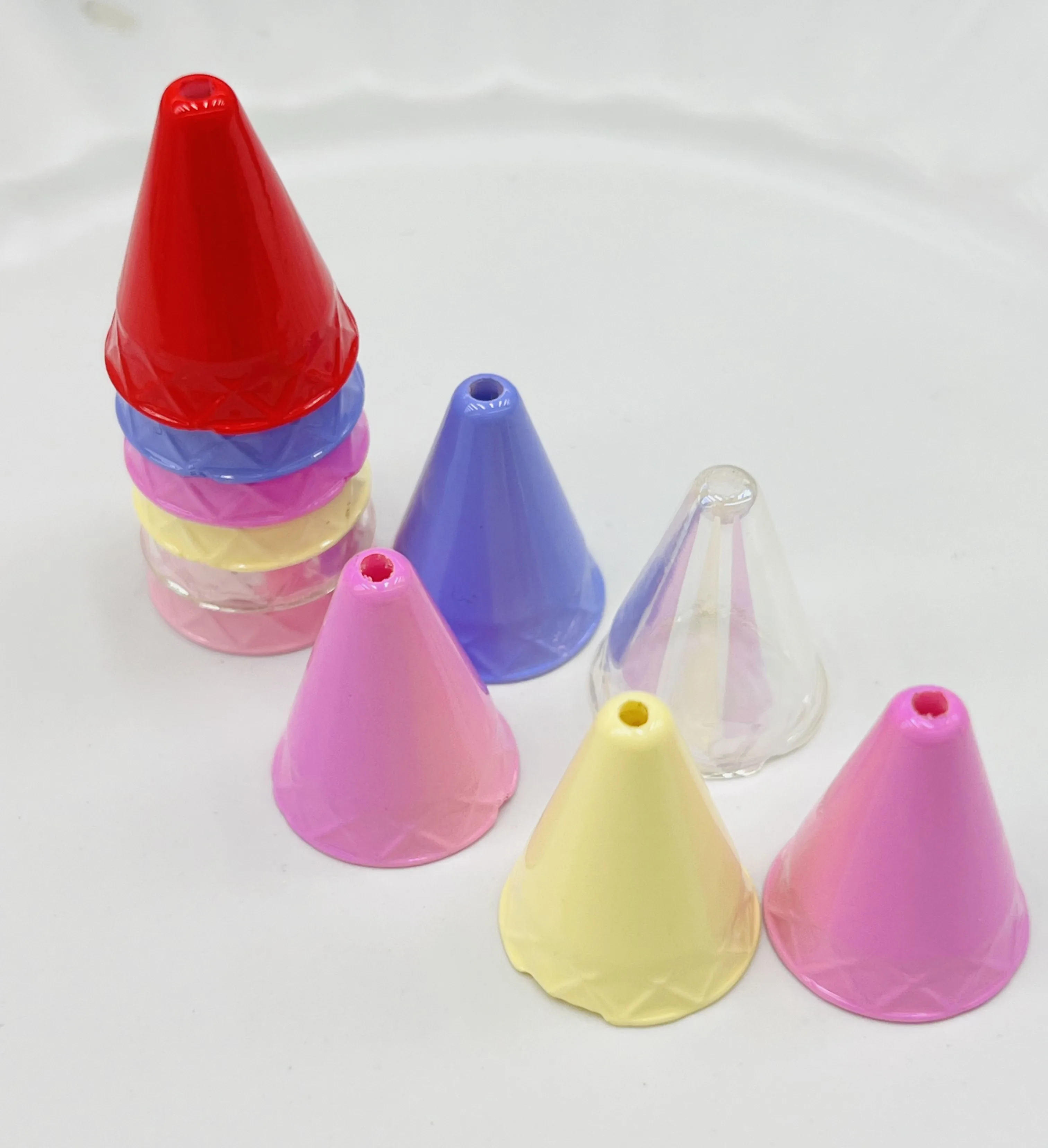 Acrylic Crystal Lampwork Glass Beaded Accessories Conical Top Hat Available Pink Red Yellow Mix Colors