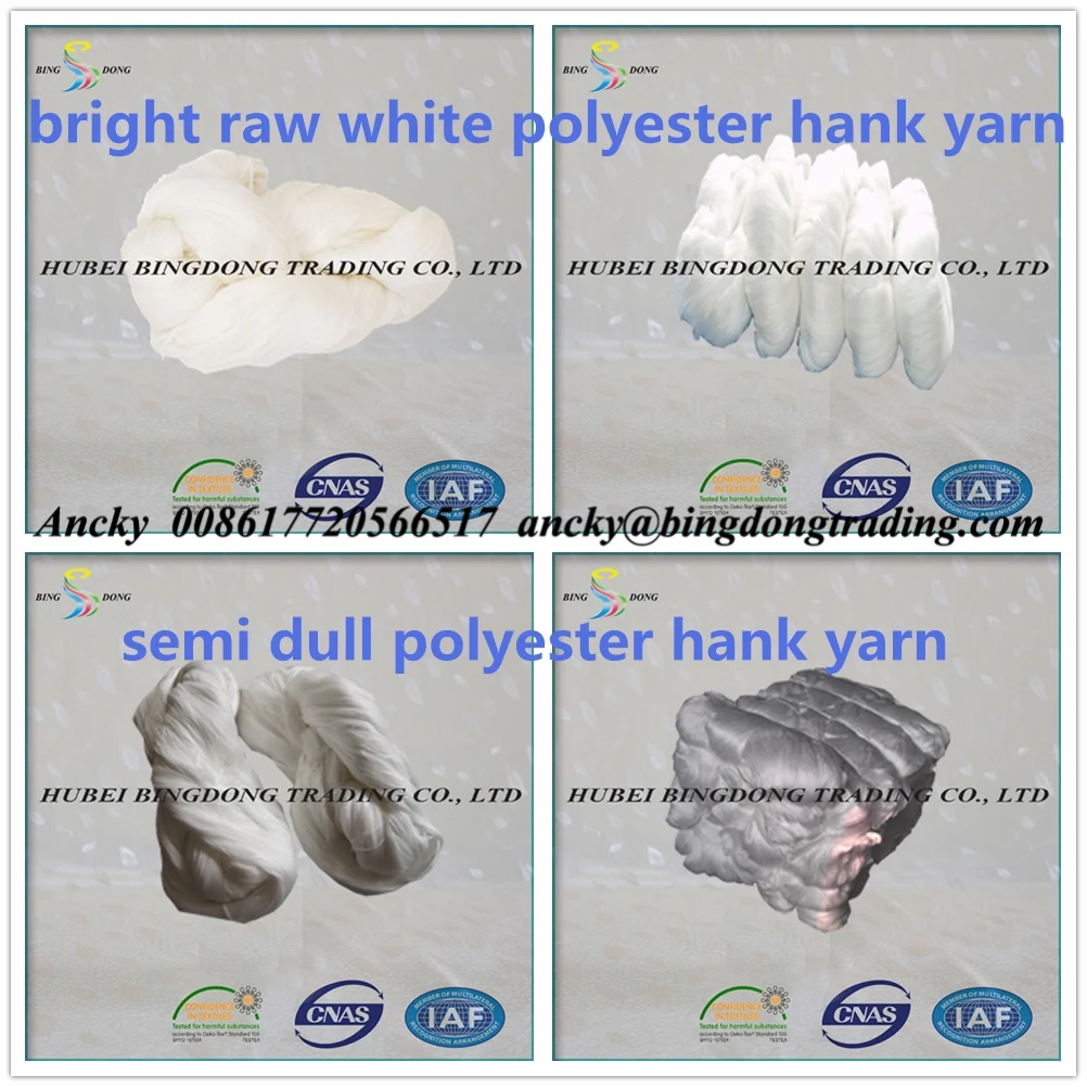 100% Spun Polyester Yarn 40.2 50.3 Raw White In Hanks
