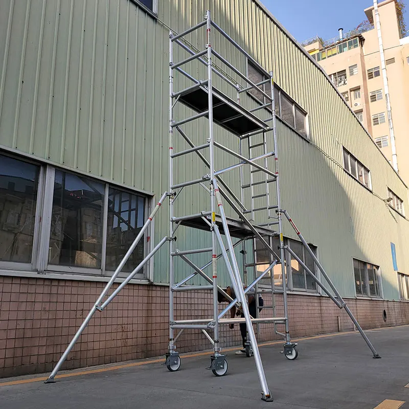 Complete system 6m 12m mobile scaffold tower ladder aluminium rolling scaffolding construction price bricky wall building tool