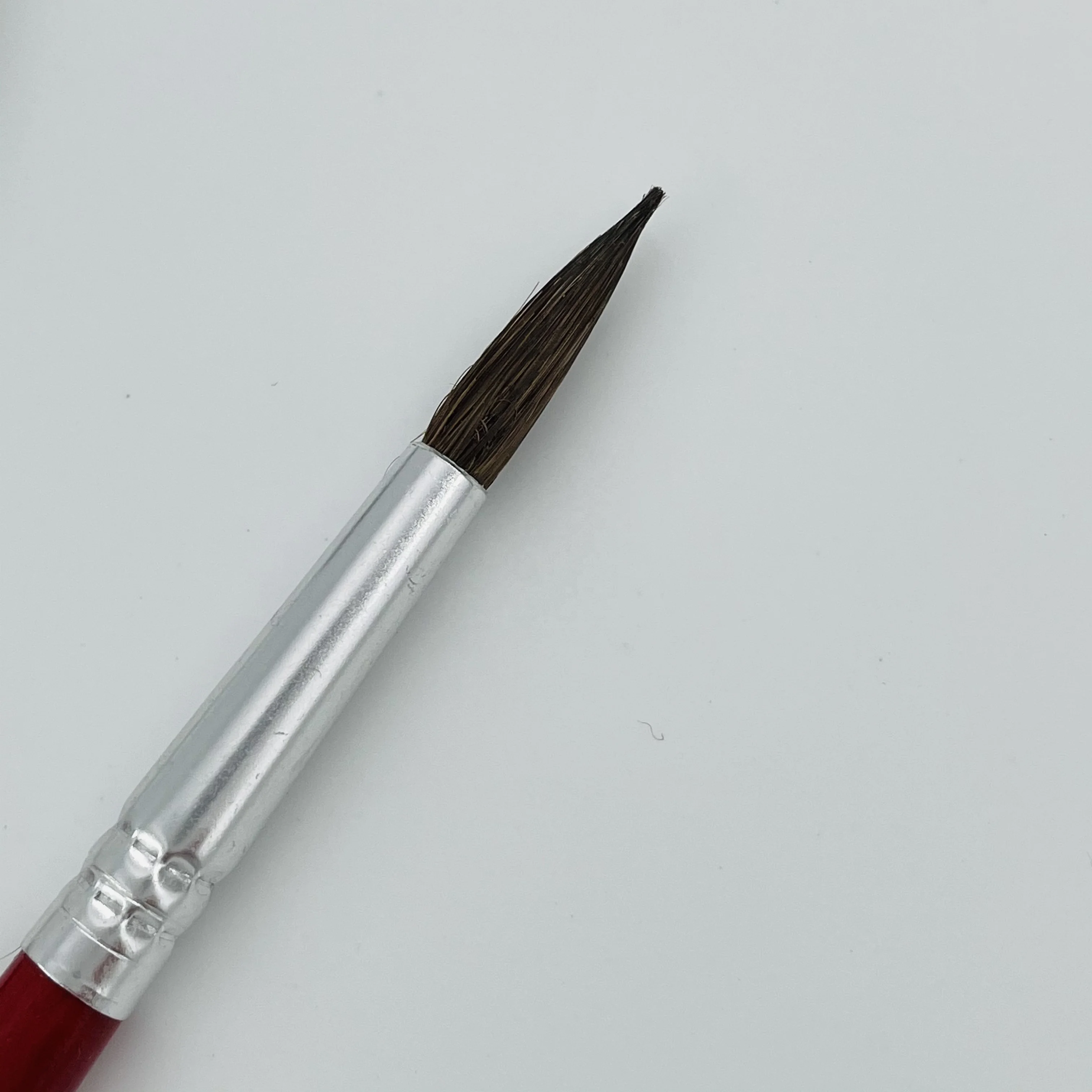 9pcs factory wholesale round pony hair aluminum tube dark red wooden handle artist paint brush set for acrylic paint