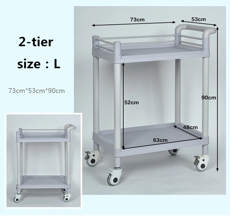 Multifunction ABS Hospital Plastic Emergency Trolley Medical Cart With Drawer