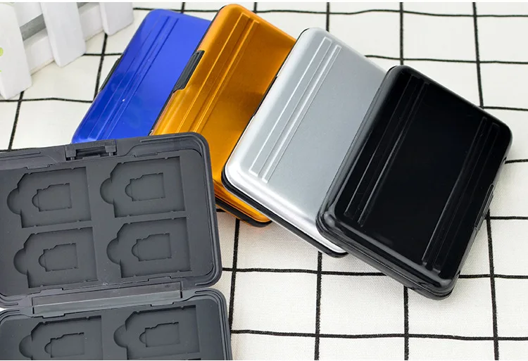 Portable SD Card Video Box Storage Holder Memory Card Case Protector Aluminum case 16 slots for SD/ SDHC/ SDXC/ Micro SD