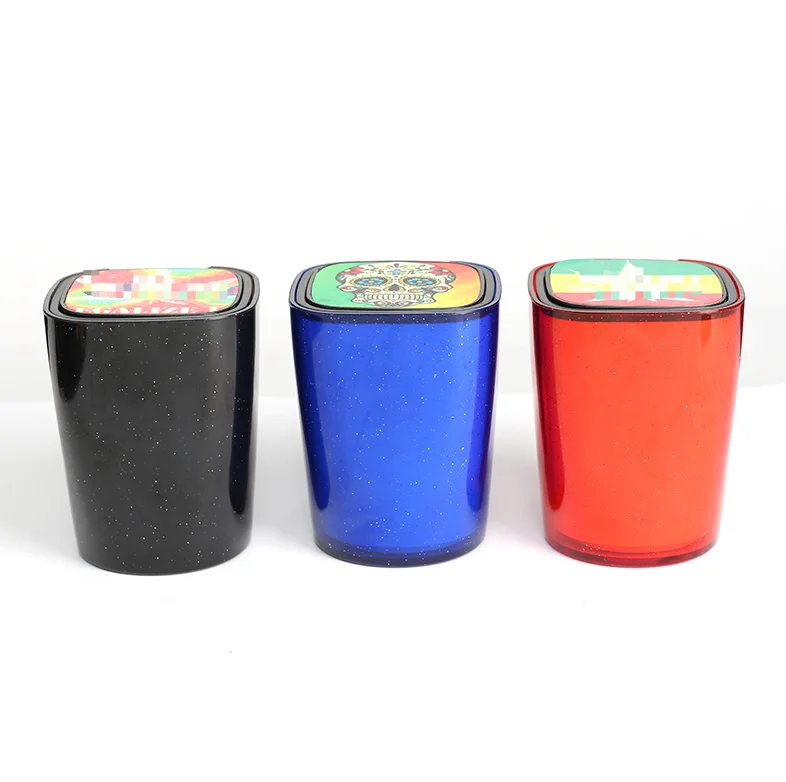 Wholesale ABS Car Ashtray Led Light Up Square Custom Logo Pocket Portable Ashtray With Lid