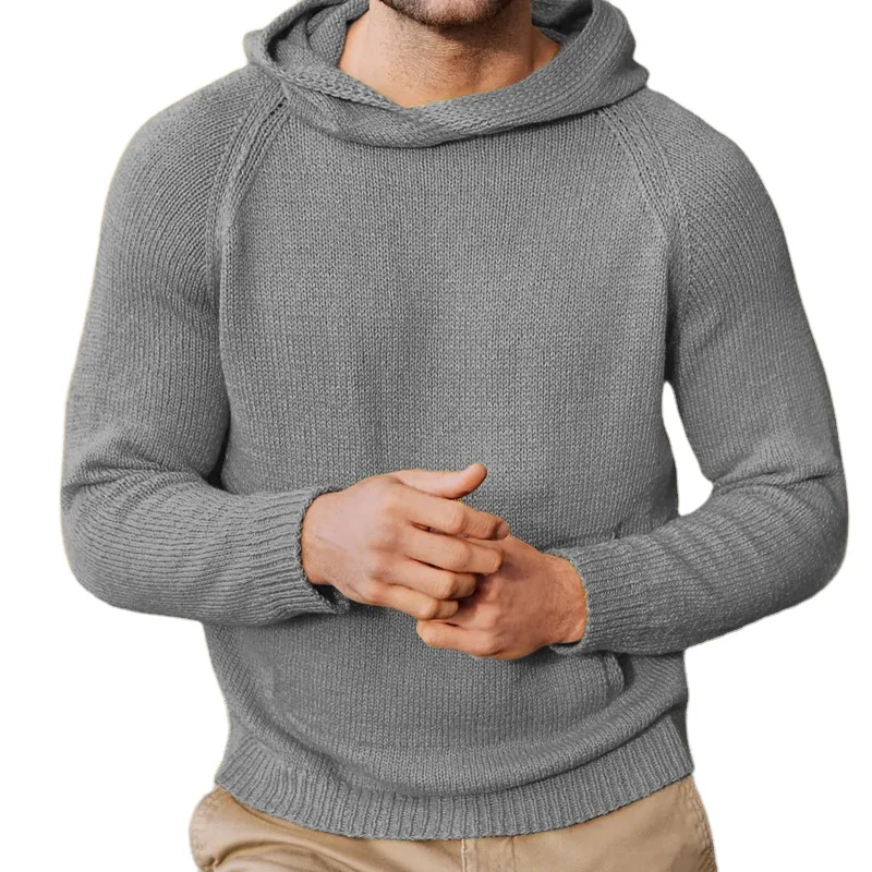 Custom 2024 men hooded sweater Fuzzy Long Sleeve knitwear hooded knitted pullover sweater men