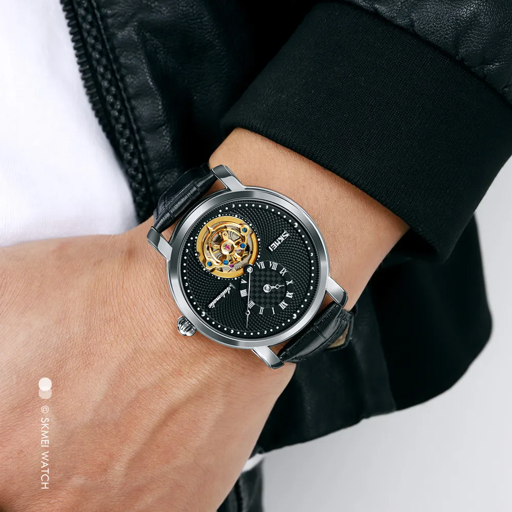 Custom Skmei 9240 Luxury Skeleton Watch Hollow Mechanical Wrist Waterproof Men Automatic Watches