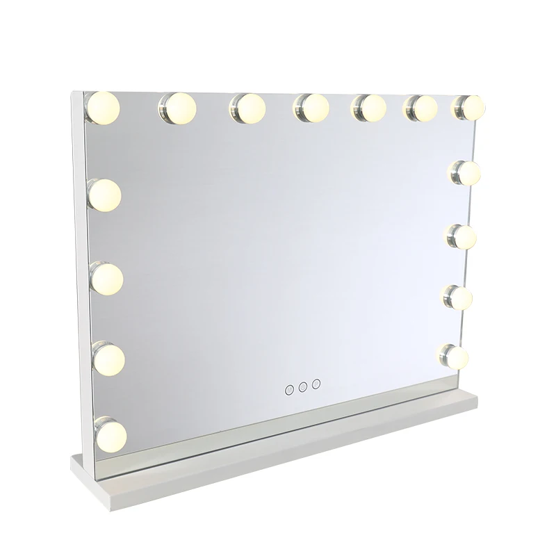 Modern Rectangle Lighted  Make up Mirror Hollywood Style LED Bulbs Vanity Mirror with USB Cable Power Supply