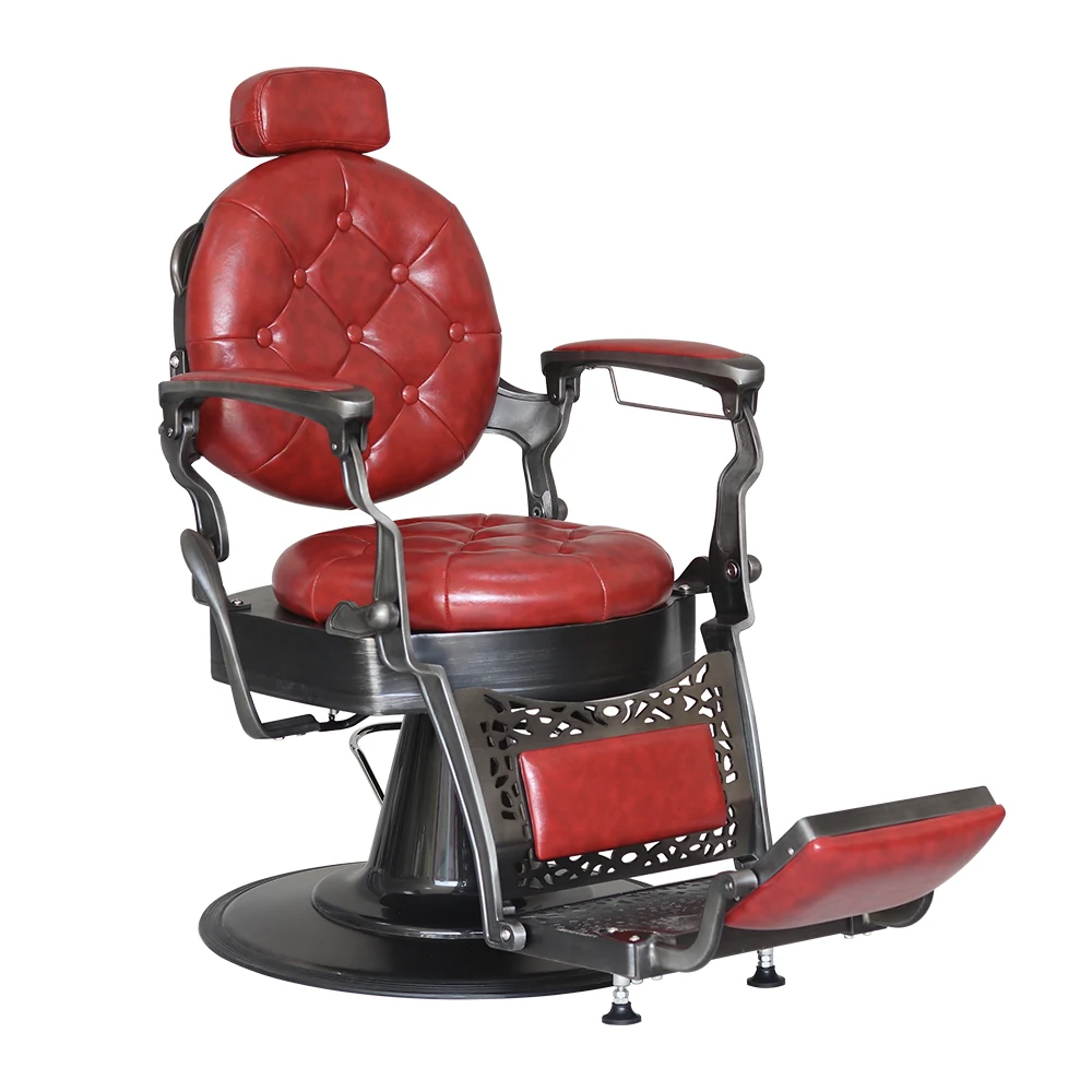DTY новейшая классическая мебель для парикмахерской Красный винтажный высококачественный античный Профессиональный парикмахерский стул кожаный