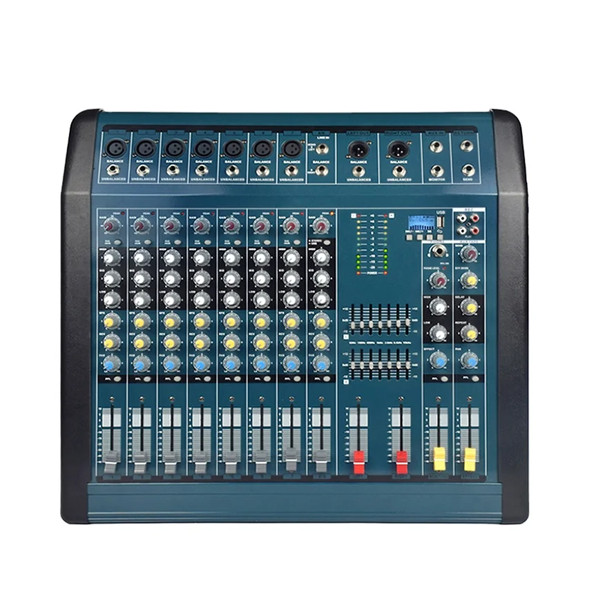 GREEN COLOR  USB digital mixing console professional 8CH audio mixer for speaker with amplifier