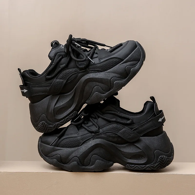 Women Sport Shoes Lace-up Casual Breathable Mesh Sneakers Black Sock Platform Shoes Outdoor Running Stretch Female Footwears