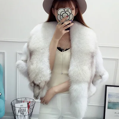 
Best-selling Wholesale Winter Woman New Style Real Fox Fur Shawl Cape 