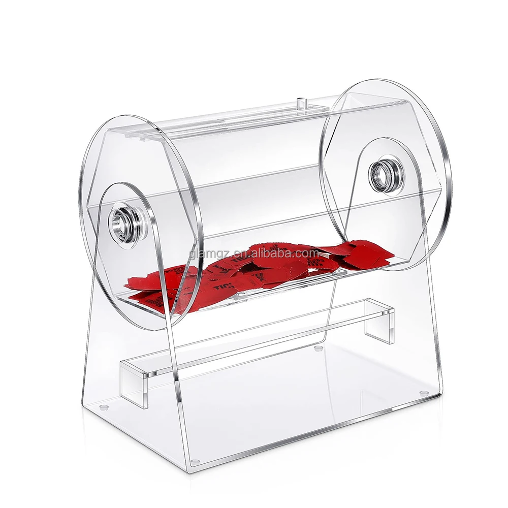 Custom Transparent Drum Spinner Cage Lottery Games Bingo Balls Raffle Ticket Acrylic Box