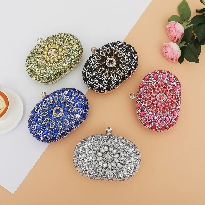 high quality 2024 unique black luxury party wedding sequin diamond rhinestone ladies purse crystal clutch evening bag for women