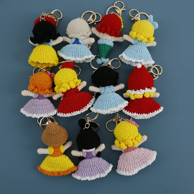 Новый ручной работы мини вязаный крючком персонаж amigurumi принцесса брелок крошечная кукла вязки девочка